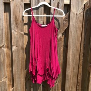 magenta flowy layered dress